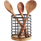 Kitchen Cooking Utensils Holder Versatile Cooking Utensil Organizer With Wooden Base for Spatula Spoon Chopstick Cutlery