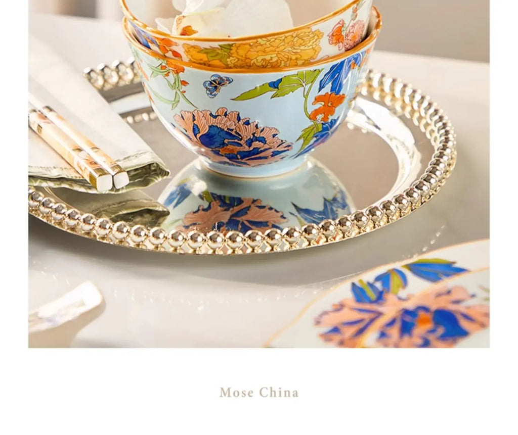 Fine China Kitchen Dinner Set Guests Gift Women Party Plates Dinnerware Sets Ceramic Breakfast Juego De Vajilla Completa Dishes