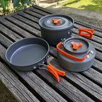 8pcs/set-Portable Camping Cookware Kit Outdoor Pot Pan Kettle Portable Cookware Set for Outdoor Cooking Camping Tableware Hiking