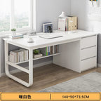 Contemporary Office Study Desk, Contemporary Computer Desk Writing Desk PC Desk Work Desk with 3-Drawers and Metal Legs