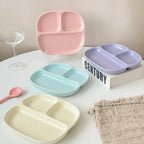 3Grid Ceramic Dinner Plates Solid Color Serving Dishes Salad Dinnerware Dining Compartment Plate Kitchen Eco-friendly Tableware