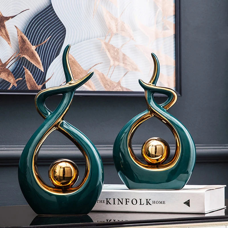Ceramic Sculptures Ornaments Home Modern Decoration Abstract Statue Room Art Decor Luxury Porcelain Figurine Table Accessories