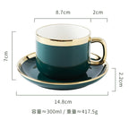 Luxury Forest Green Ceramic Dinnerware Set Include Shallow Plates Rice Soup Bowls Fish Dish And Spoon