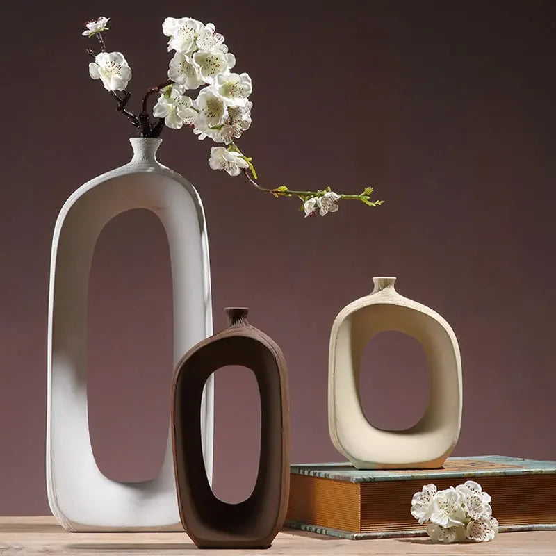 Classic Ceramic Vase Home Decor Art Crafts Decoration Contracted Porcelain Flower Pot Creative Desktop Figurines