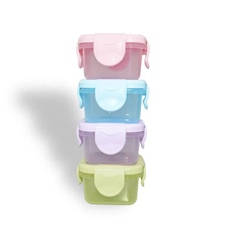 4 mini food storage containers, with leak-proof lids, sauce and condiment container, mini freezer storage container