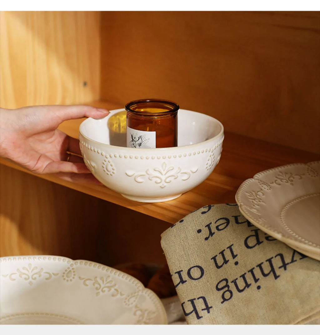 Baroque Vintage Ceramic Dinner Plates Western Food Dishes and Plates Sets European Modern Kiln Change Carving  Tableware Home