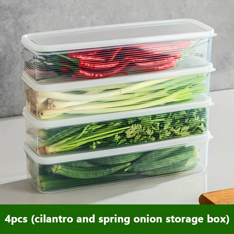 4-pack Rectangular Food Storage Containers, Reusable Refrigerator Storage Boxes, Stackable Durable Sealed Freezer Containers