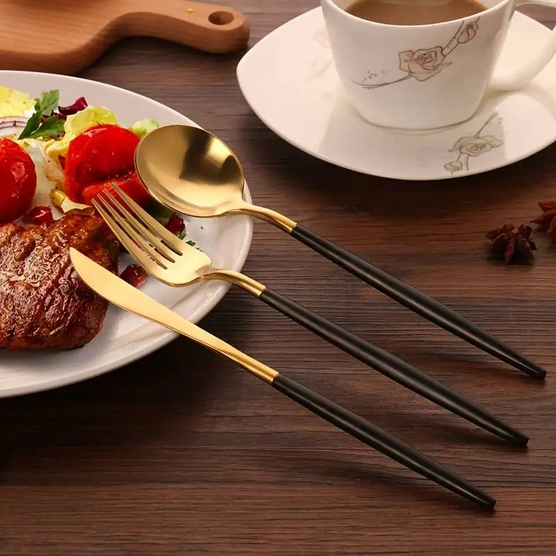 Stainless Steel Cutlery Set With Storage Box 4 Counts Portable Tableware Set For Home Kitchen Dining Room Household Tableware