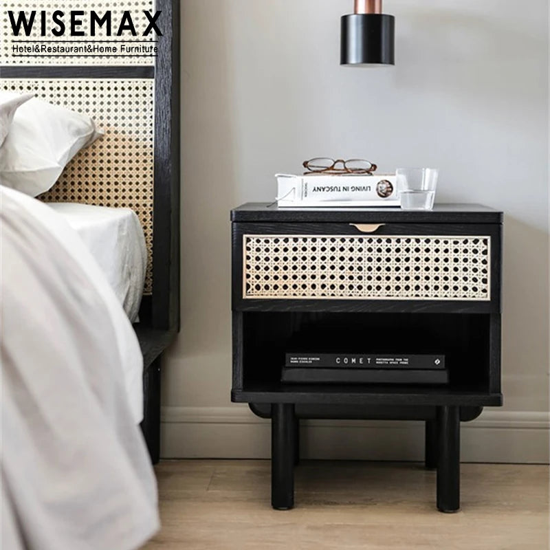 Modern Bedroom Furniture Wooden Bedside Table Nightstand Cabinet Bed End Side Table With Drawer For Home Use