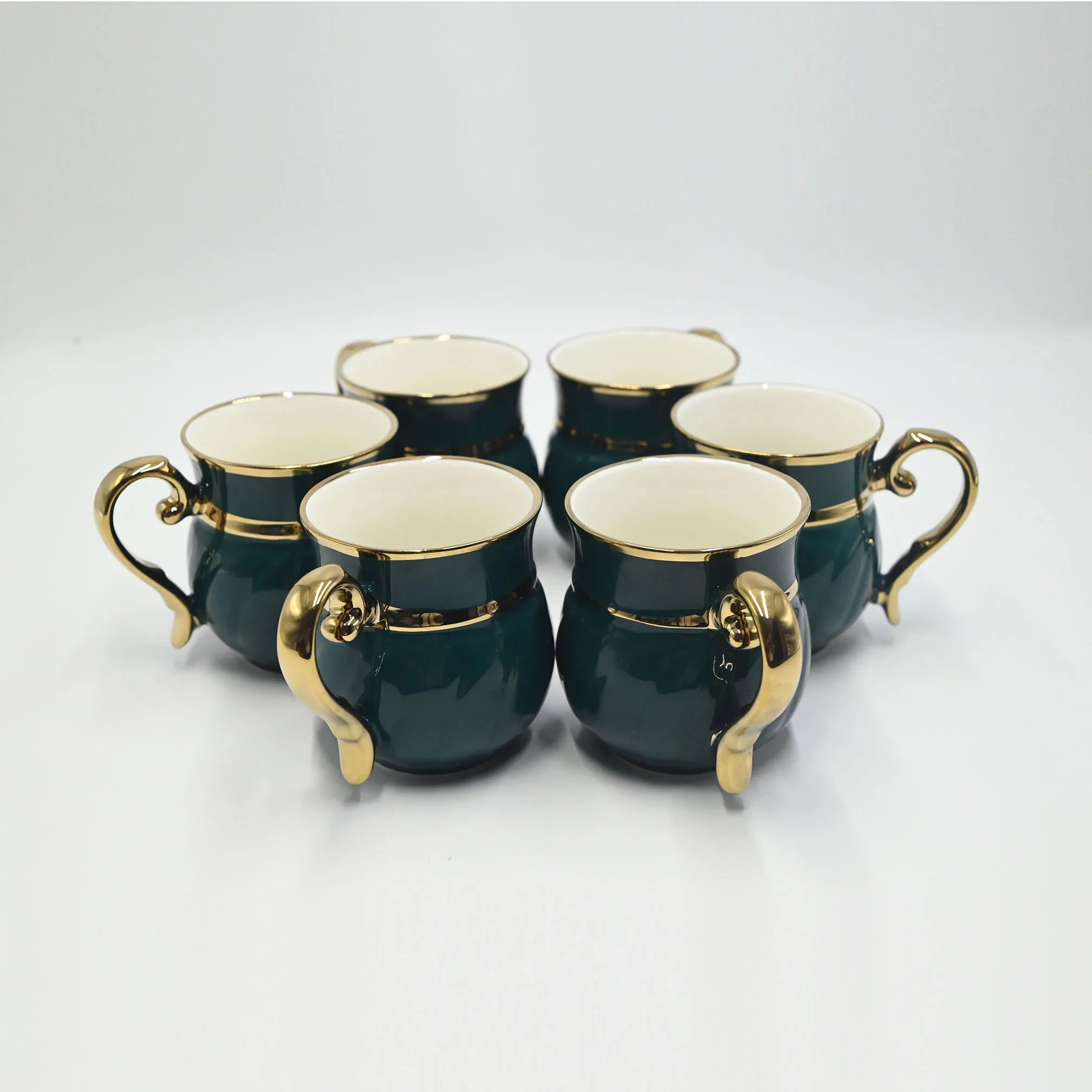 8pc/Set 6pc/Set 1pc/Set Ins Style Ceramic Dinnerware Set, Suitable For Family Gathering. Luxury English Gold green TeaCup Set