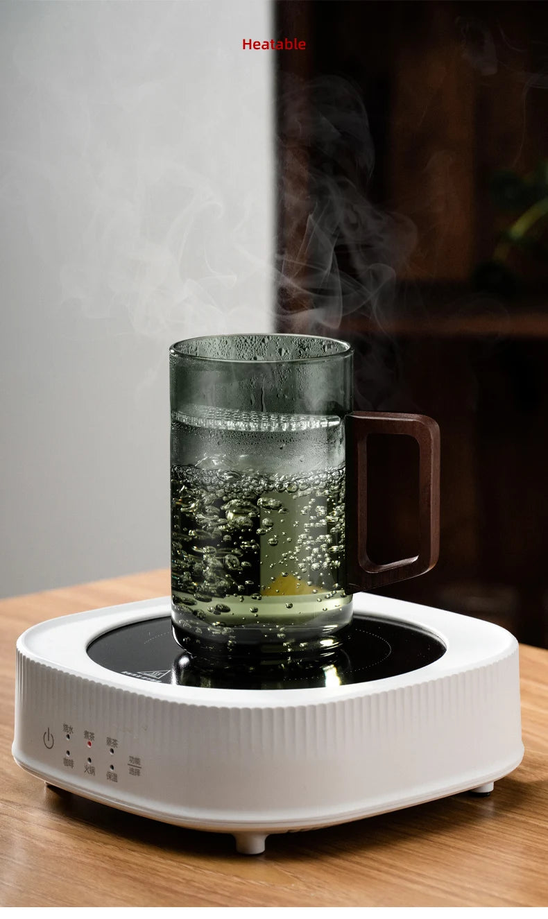 Household Portable Drinkware Transparent Glass Cup Wooden Handle Coffee Mug Kitchen Tea Making Cup Coffeeware Teaware