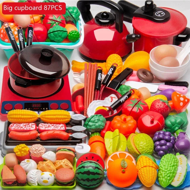 Kitchen Toys Set For Kids Girl Cooking Baby Cutting Fruit Cooking Kitchen Utensils Children's Simulation Education Pretend Play