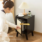 Solid wood bedside table Small apartment sofa side cabinet Rattan edge few storage locker corner few small cabinets