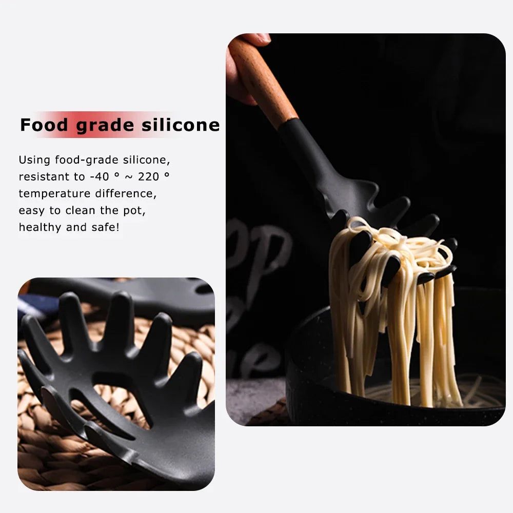 Silicone Kitchen Utensils Set, Non - stick Spatula Shovel, Wooden Handle Cooking Tools, Kitchen Accessories Tool, 9/11/12Pc