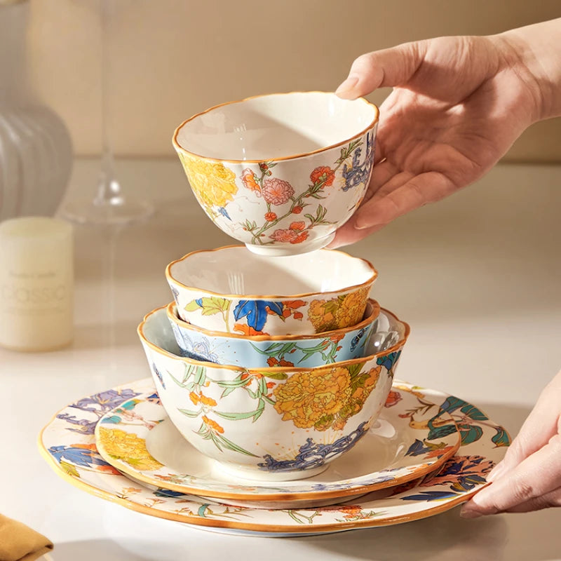 Fine China Kitchen Dinner Set Guests Gift Women Party Plates Dinnerware Sets Ceramic Breakfast Juego De Vajilla Completa Dishes