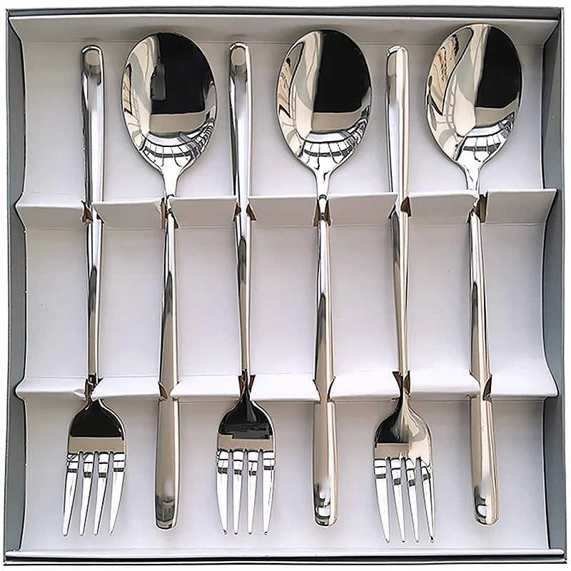 Korean Stainless Steel Cutlery Set Kitchen Long Handle Spoon and Fork Tableware Dessert Coffee Teaspoon Soup Spoons Utensils