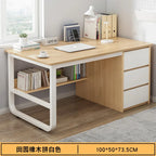 Contemporary Office Study Desk, Contemporary Computer Desk Writing Desk PC Desk Work Desk with 3-Drawers and Metal Legs