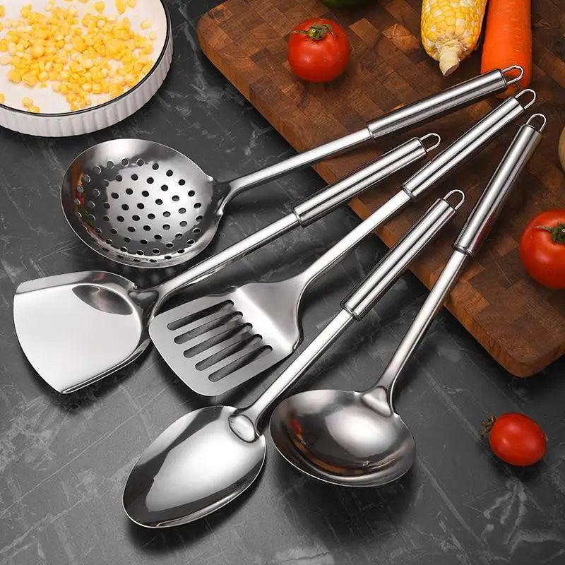 Stainless Steel Kitchen Cookware Set - Cooking Utensils Shovel Soup Spoon Turner Dinnerware - Kitchen Gadgets for Cooking