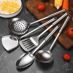 Stainless Steel Kitchen Cookware Set - Cooking Utensils Shovel Soup Spoon Turner Dinnerware - Kitchen Gadgets for Cooking