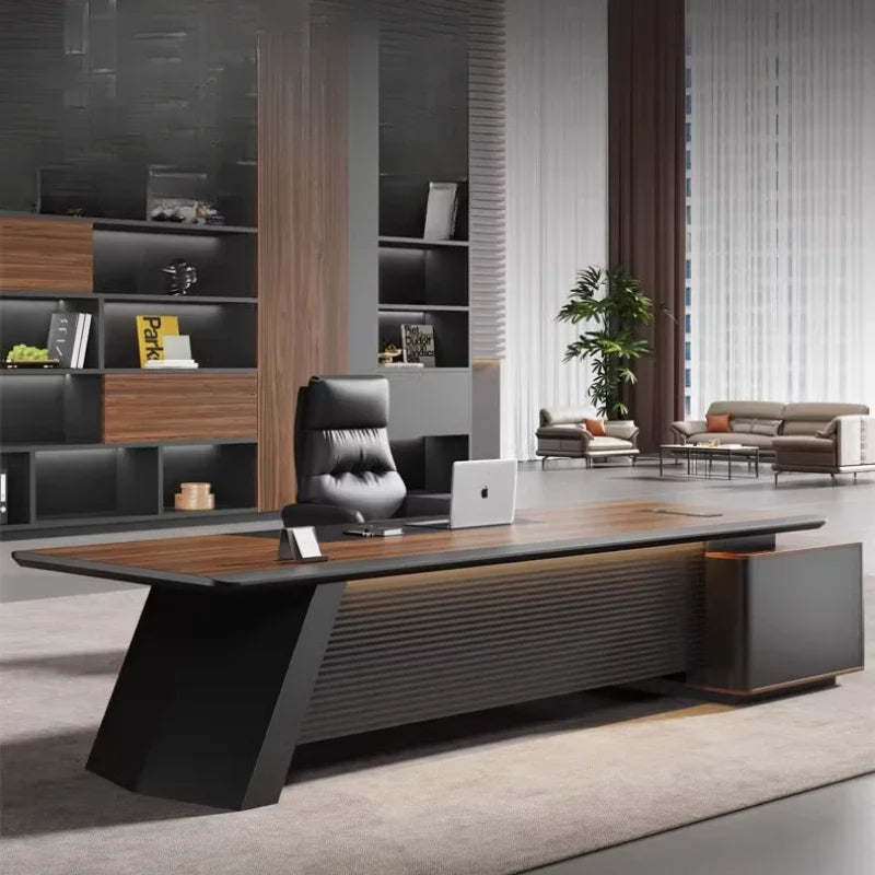 Shelves Modern Office Desk Executive Corner Luxury Vanity Work Office Desk Minimalist Conference Storage Wooden Bureau Furniture