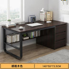 Contemporary Office Study Desk, Contemporary Computer Desk Writing Desk PC Desk Work Desk with 3-Drawers and Metal Legs