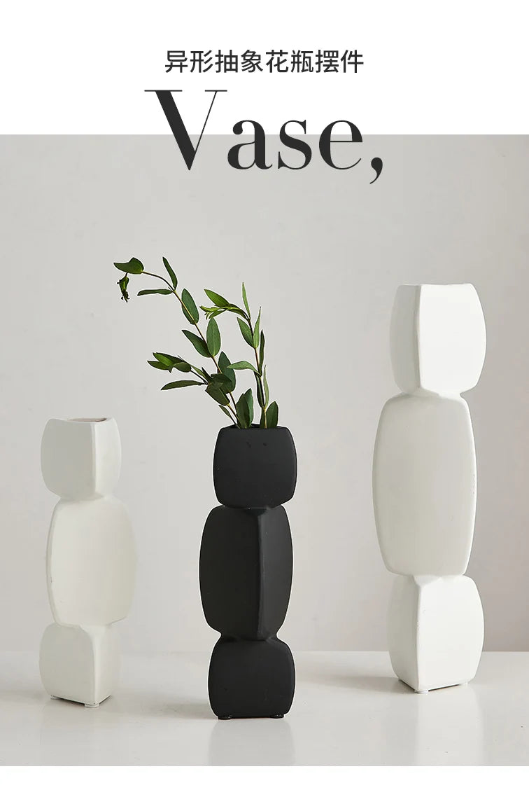 Modern minimalist vase decoration home Flower Arrangement Living Room Flowerpot Nordic minimalist decor black vase Art Ornaments
