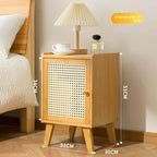 Solid wood bedside table Small apartment sofa side cabinet Rattan edge few storage locker corner few small cabinets