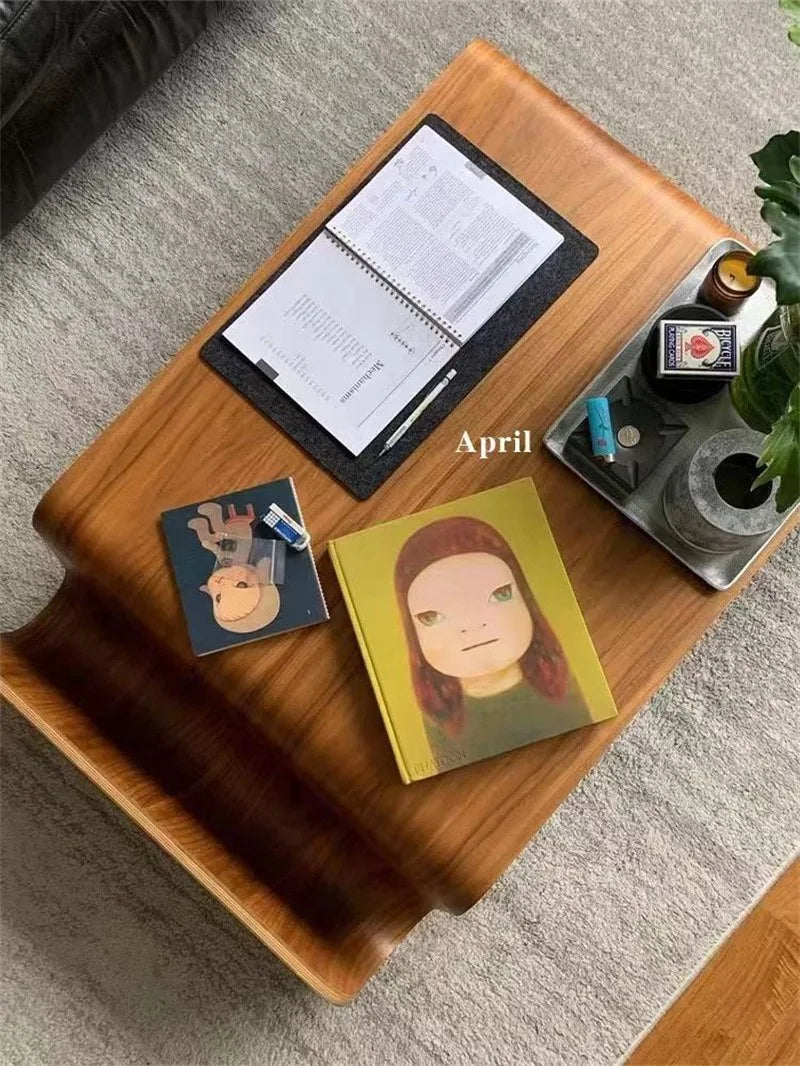 Solid Wood Coffee Table Modern Bentwood Room Desks Portable Low Center Tea Table  Living Room Furniture Side Storage Design