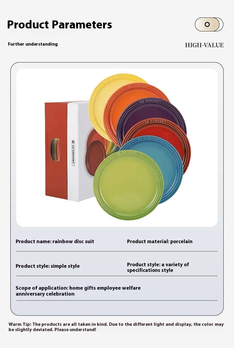 Le Creuset Cool Color Ceramic Dinner Plate Set High-Temperature Resistant 18cm/23cm Flower Plate Kitchen Dining Tableware