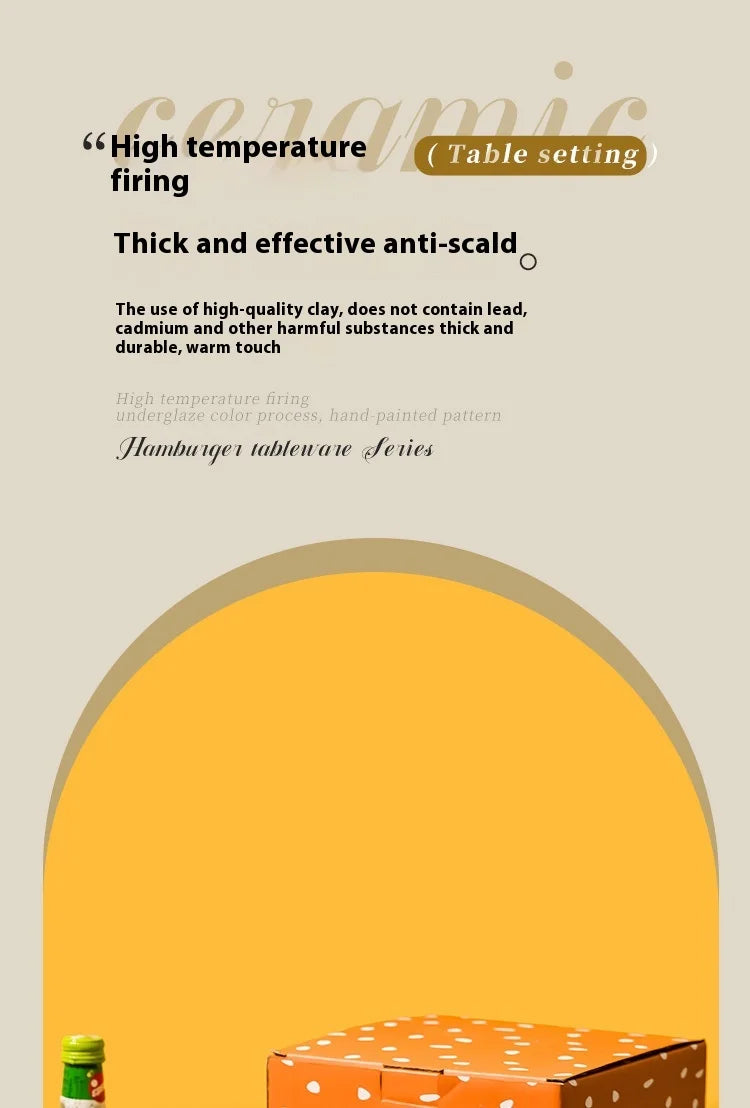 Stackable Burger Plate Bowl Set Modern Hamburger Ceramic Dinnerware Set Tableware For Housewarming Home Wedding Restaurant Party