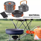8pcs/set-Portable Camping Cookware Kit Outdoor Pot Pan Kettle Portable Cookware Set for Outdoor Cooking Camping Tableware Hiking