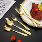 Gold Plated Stainless Steel Cutlery Sets Hotel Decorative Tableware Knife Fork Spoon Tespoon Hammered Utensils for Kitchen