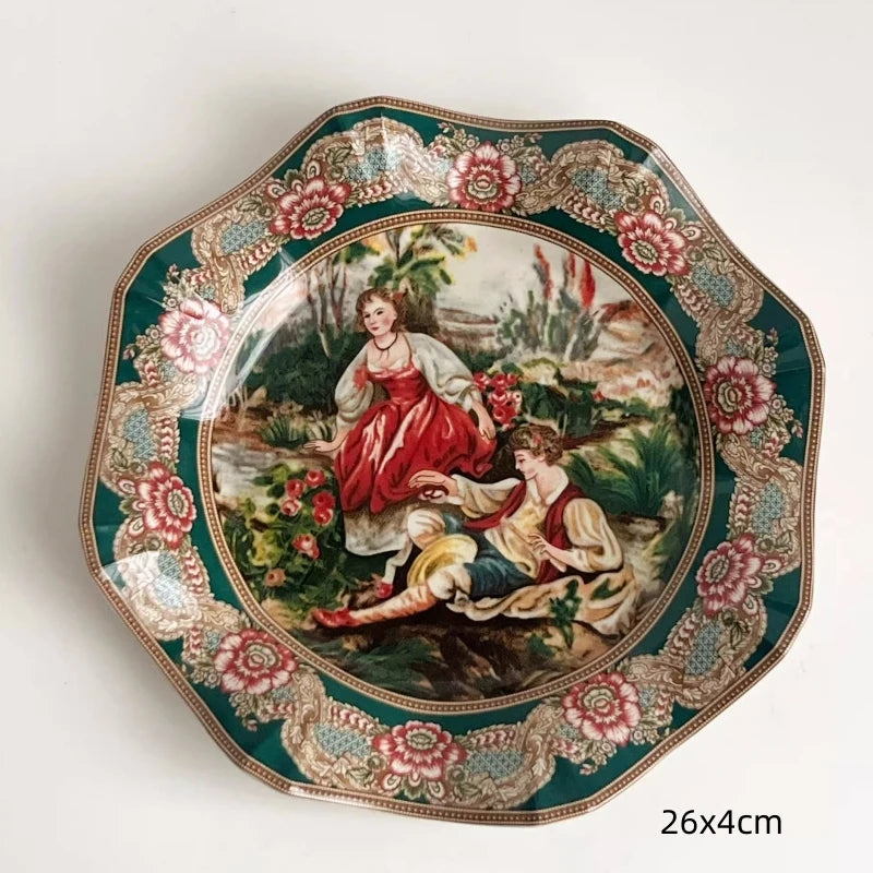 European Famous Painting Series Tableware Set Ceramic Material Underglaze Color Craftsmanship Handmade Painting