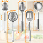5Pcs Kitchen Cooking Utensils Set Durable Stainless Steel Cooking Tools Washable Spoons Spatula Utensils Kitchen Gadgets Tools