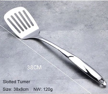 Stainless Steel Cooking Tools Set, Heat-resistant Kitchen Utensils - Turner, Soup Ladle, Strainer, Pasta Server, Rice Spoon