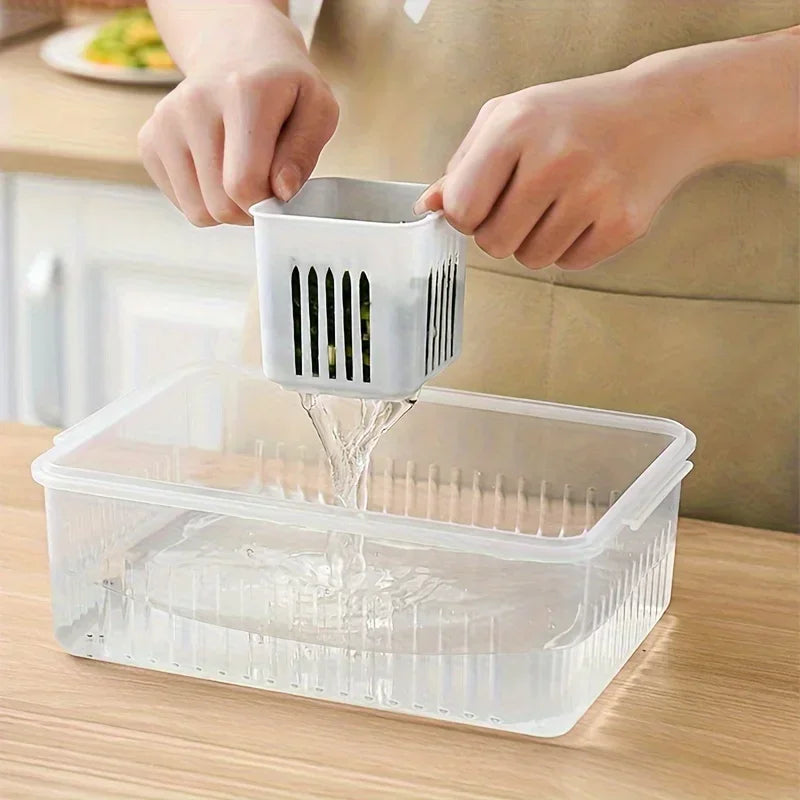 Food Storage Containers with Lids Airtight Refrigerator Food Fresh Box For Onion Garlic And Fruit Kitchen Storage Box