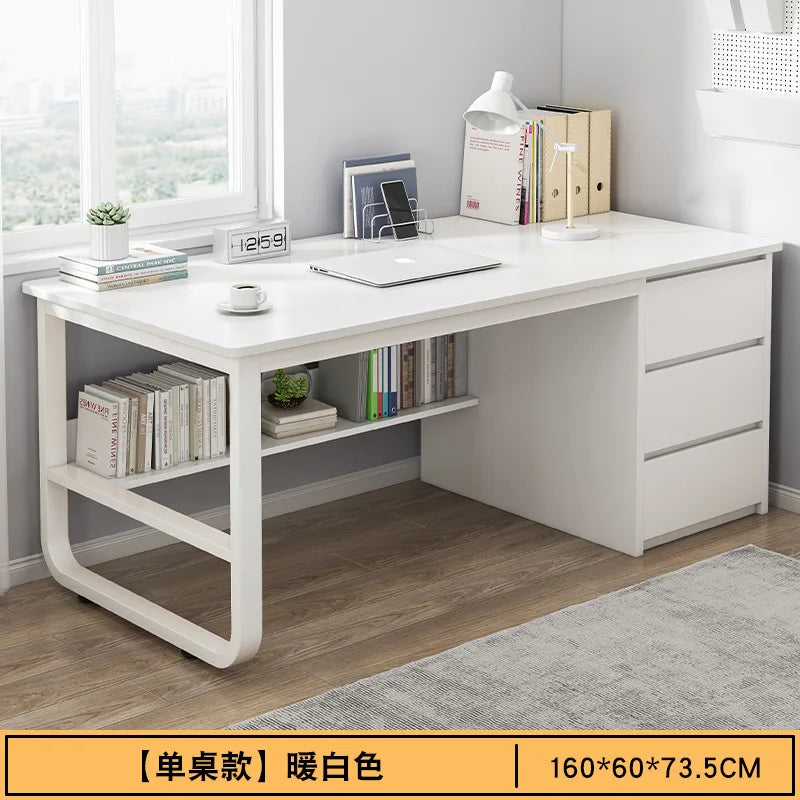 Contemporary Office Study Desk, Contemporary Computer Desk Writing Desk PC Desk Work Desk with 3-Drawers and Metal Legs