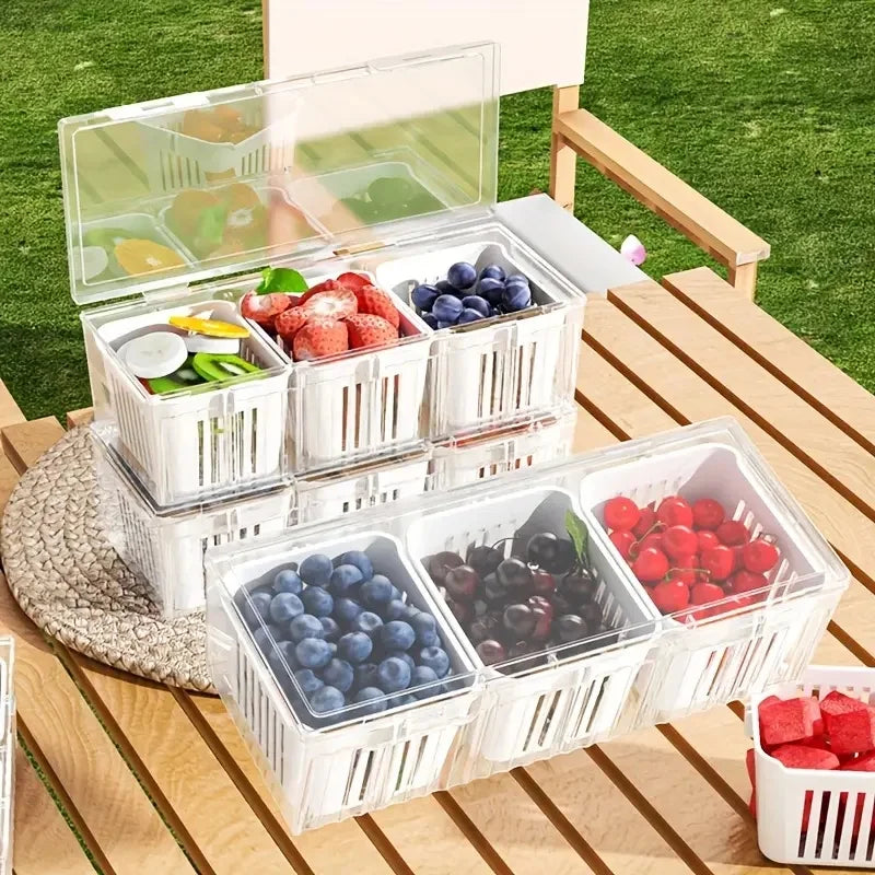 1 Set of Food Storage Containers Square Transparent Compartments for Refrigerators, Salad, Fruit, Vegetable And Condiment Boxes