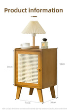 Solid wood bedside table Small apartment sofa side cabinet Rattan edge few storage locker corner few small cabinets