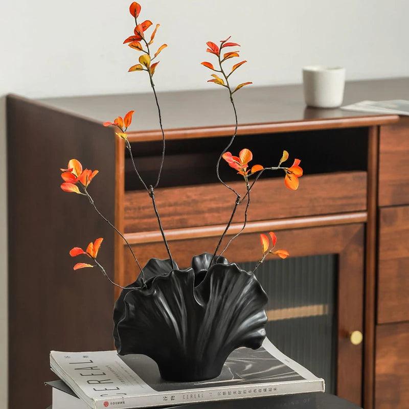 Pottery Vases Aesthetic Decorative Flower Bottle Modern Interior Luxury Dining Table Center Vase Bedroom Vase for Dried Flowers