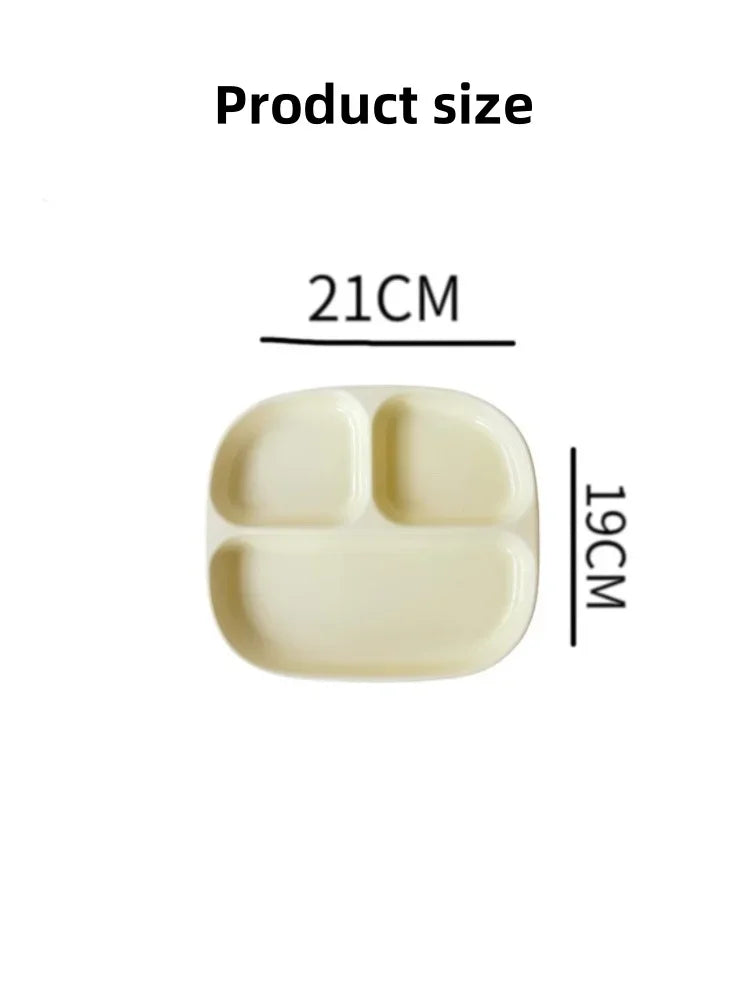 3Grid Ceramic Dinner Plates Solid Color Serving Dishes Salad Dinnerware Dining Compartment Plate Kitchen Eco-friendly Tableware