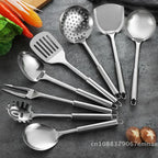 Stainless Steel Kitchen Cookware Set - Cooking Utensils Shovel Soup Spoon Turner Dinnerware - Kitchen Gadgets for Cooking