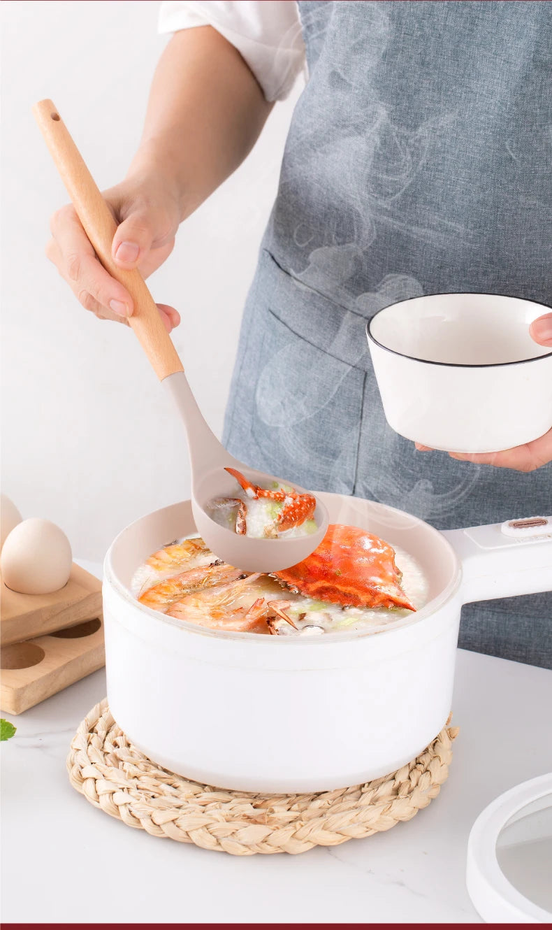 12pcs, Silicone Utensil Set, Khaki Kitchen Utensil Set With Wooden Handle, Safety Cooking Utensils Set, Non-Stick Kitchen Tools