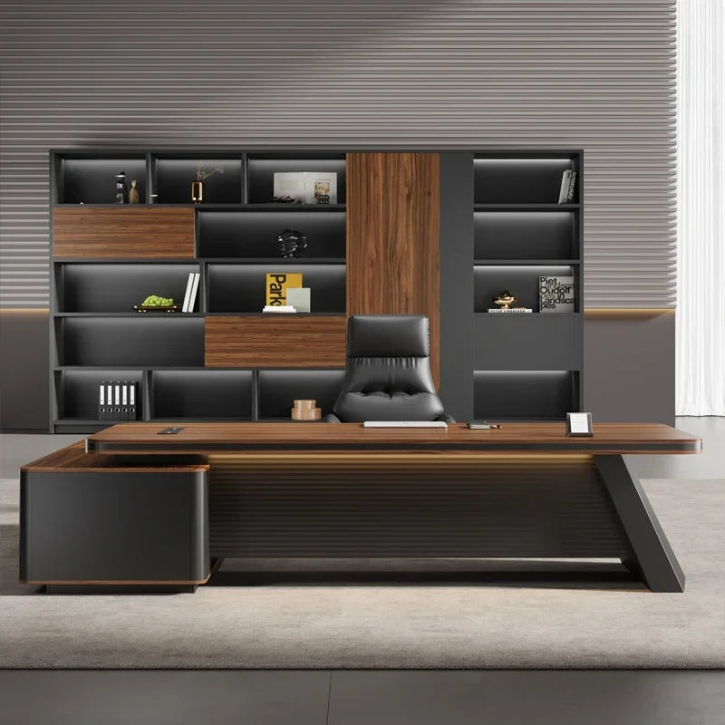 Shelves Modern Office Desk Executive Corner Luxury Vanity Work Office Desk Minimalist Conference Storage Wooden Bureau Furniture