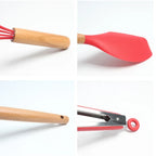 Silicone Kitchen Utensils Set, Non - stick Spatula Shovel, Wooden Handle Cooking Tools, Kitchen Accessories Tool, 9/11/12Pc