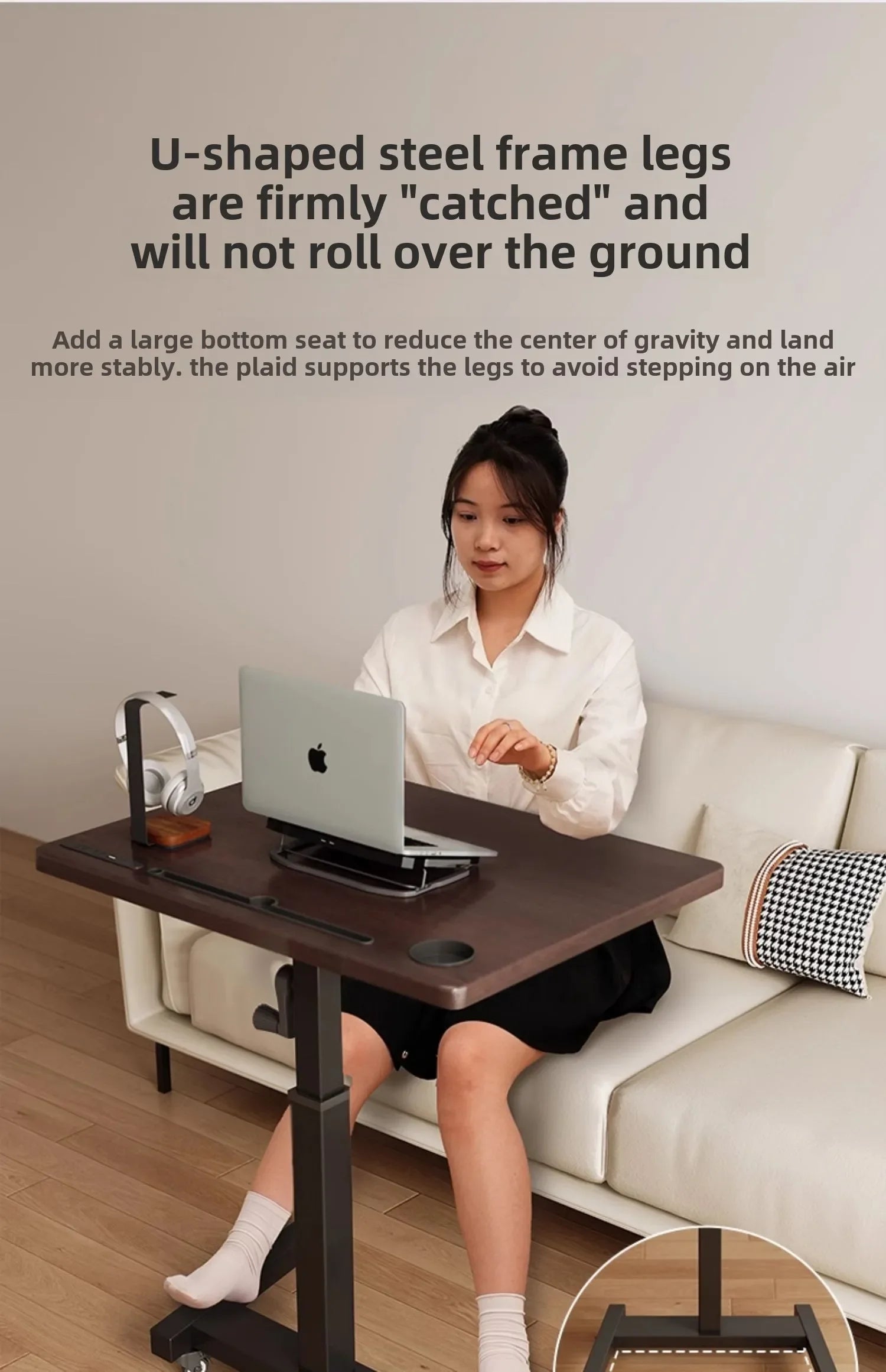 Height Adjustable Computer Desk Mobile Small Desk for Live Streaming Home Study Office Desk Standing Workstation desks