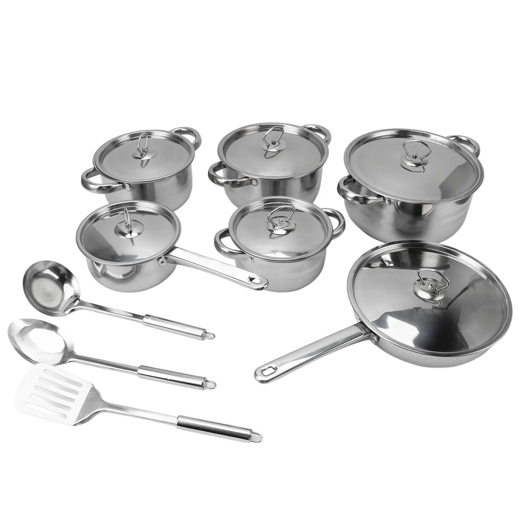 Stainless Steel Cookware Set Kitchen Cookware Set Stainless Steel Pots Pans Set with Soup Pot Saute Pan Lids for Home Cooking