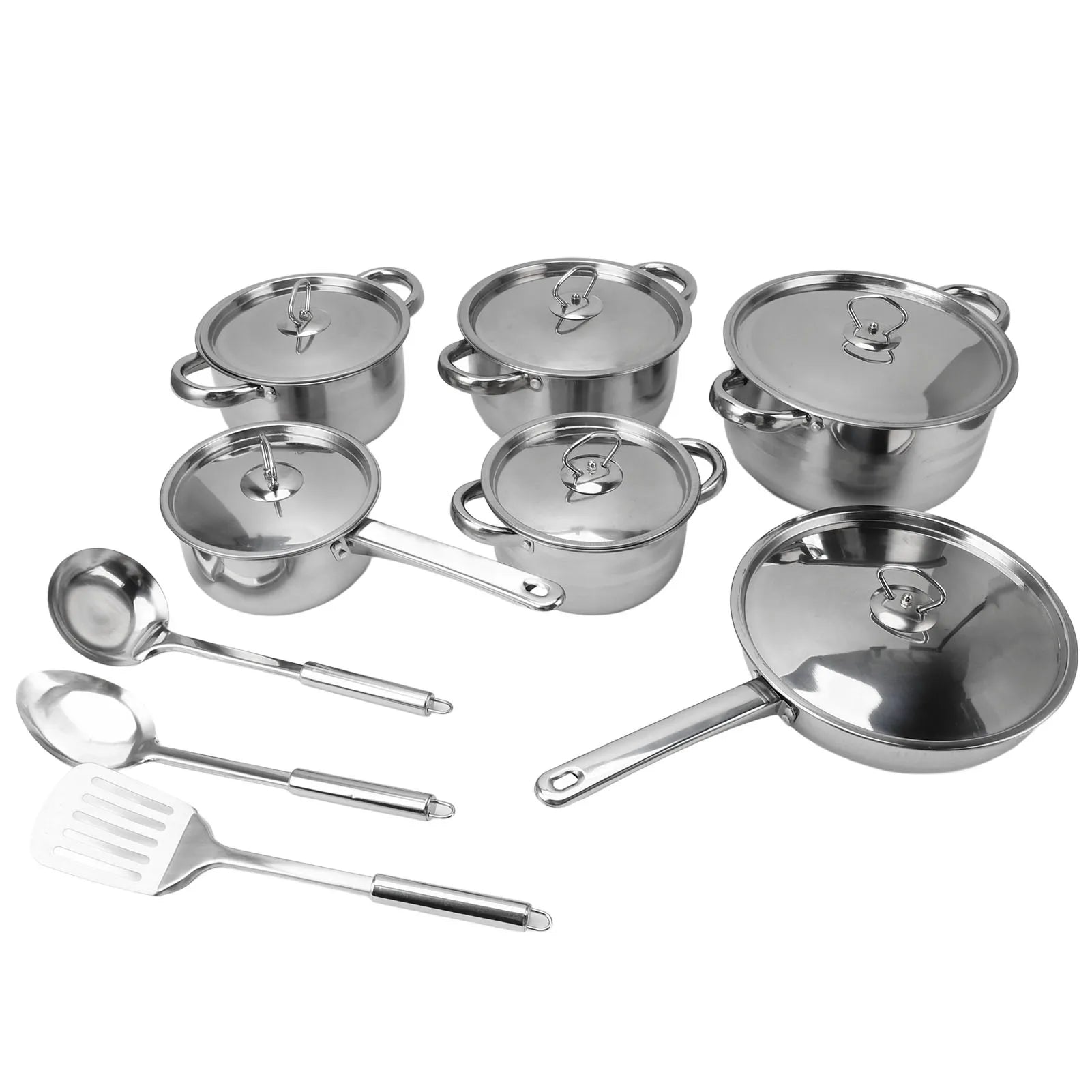 Stainless Steel Cookware Set Kitchen Cookware Set Stainless Steel Pots Pans Set with Soup Pot Saute Pan Lids for Home Cooking