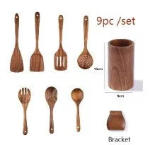 5/9Pcs/set Wooden Kitchen Utensils Set, Wooden Spoons for Cooking, Utensils,Natural Teak Wooden Spoons For Non-stick Pan Gift