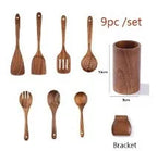 5/9Pcs/set Wooden Kitchen Utensils Set, Wooden Spoons for Cooking, Utensils,Natural Teak Wooden Spoons For Non-stick Pan Gift
